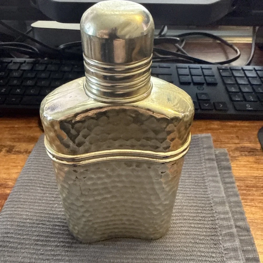 Vintage‎ Old Spice Admiral's Flask After Shave Cologne Empty Silver Bottle w/lid